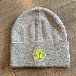 Lululemon Gray Beanie with Yellow Logo